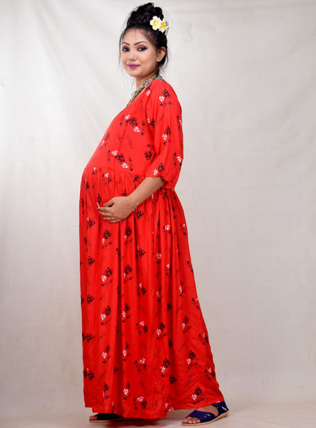 CLYMAA Woman Rayon Maternity Gown/Maternity wear/Feeding gown Sizes XL (FDR2221003RD)