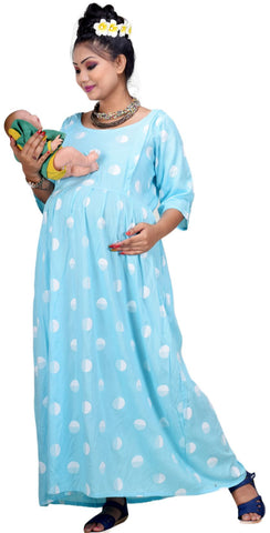 CLYMAA Woman Rayon Maternity Gown/Maternity wear/Feeding gown Sizes XL (FDR222001SB)