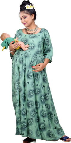 CLYMAA Woman Rayon Maternity Gown/Maternity wear/Feeding gown Sizes XL (FDR2221002G)