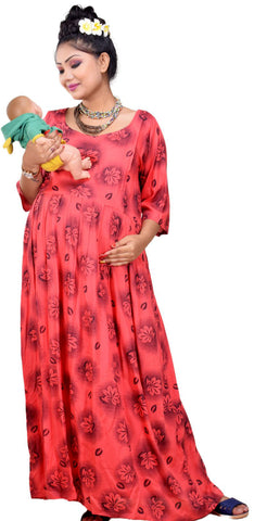 CLYMAA Woman Rayon Maternity Gown/Maternity wear/Feeding gown Sizes XL (FDR2221002LP)
