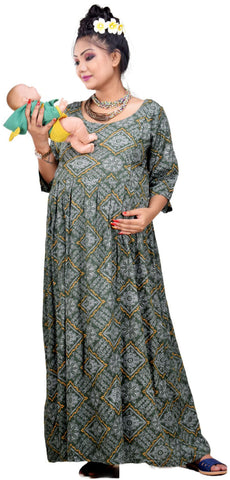 CLYMAA Woman Rayon Maternity Gown/Maternity wear/Feeding gown Sizes XL (FDR2221004BTG)