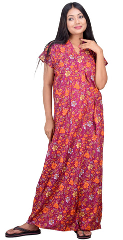 CLYMAA Women's Cotton Half Sleeves S, M, L Size Robe/House Coat/Night Gown/ Maternity Gown with Pocket