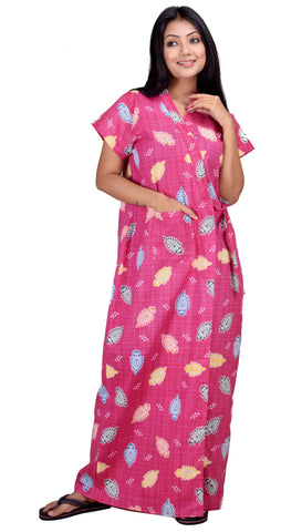 CLYMAA Women's Mix Cotton Half Sleeves Robe/House Coat/Night Gown