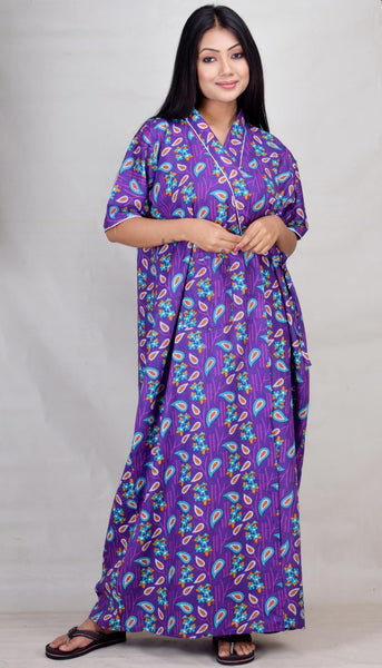 CLYMAA Women's Pure Cotton Half Sleeves Robe/House Coat/Night Gown