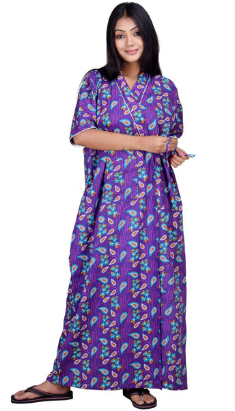 CLYMAA Women's Pure Cotton Half Sleeves Robe/House Coat/Night Gown