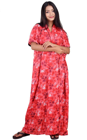 CLYMAA Women's Cotton Half Sleeves S to 3XL Size Robe/House Coat/Night Gown/ Maternity Gown with Pocket
