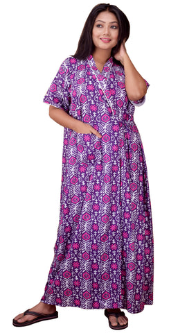 CLYMAA Women's Cotton Half Sleeves S to 3XL Size Robe/House Coat/Night Gown/ Maternity Gown with Pocket (Copy)