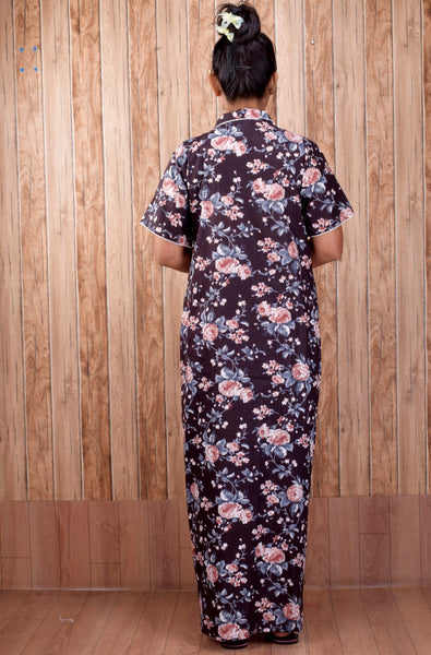CLYMAA Women's Cotton Half Sleeves S to 3XL Size Robe/House Coat/Night Gown/ Maternity Gown with Pocket (Copy) (Copy)