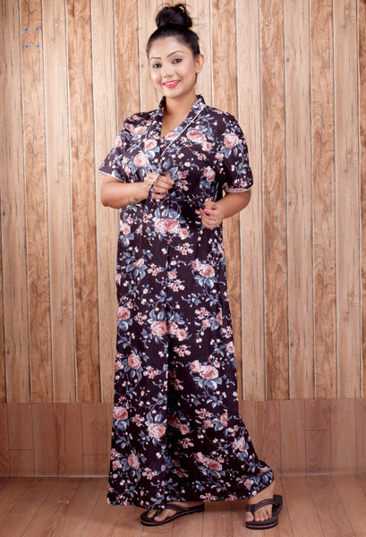 CLYMAA Women's Cotton Half Sleeves S to 3XL Size Robe/House Coat/Night Gown/ Maternity Gown with Pocket (Copy) (Copy)