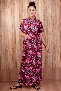 CLYMAA Women's Cotton Half Sleeves S to 3XL Size Robe/House Coat/Night Gown/ Maternity Gown with Pocket