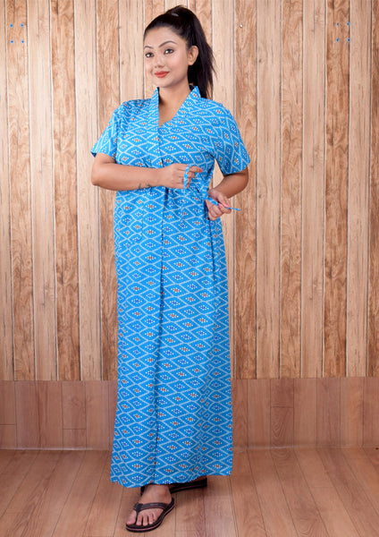 CLYMAA Women's Cotton Half Sleeves S to 3XL Size Robe/House Coat/Night Gown/ Maternity Gown with Pocket