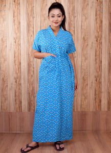 CLYMAA Women's Cotton Half Sleeves S to 3XL Size Robe/House Coat/Night Gown/ Maternity Gown with Pocket