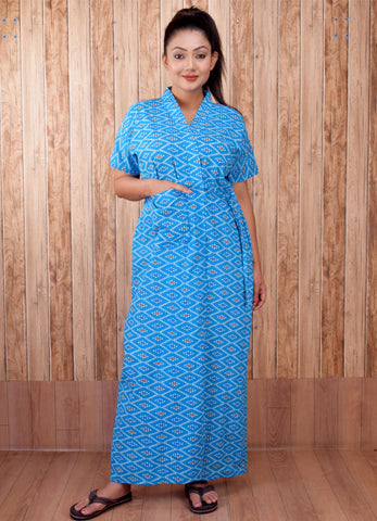 CLYMAA Women's Cotton Half Sleeves S to 3XL Size Robe/House Coat/Night Gown/ Maternity Gown with Pocket