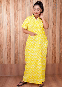 CLYMAA Women's Cotton Half Sleeves S to 3XL Size Robe/House Coat/Night Gown/ Maternity Gown with Pocket