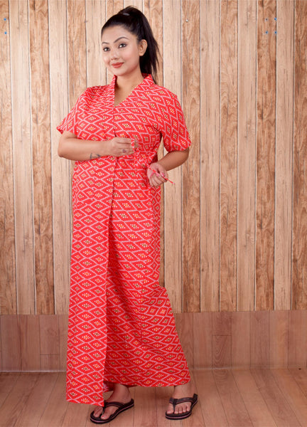 CLYMAA Women's Cotton Half Sleeves S to 3XL Size Robe/House Coat/Night Gown/ Maternity Gown with Pocket