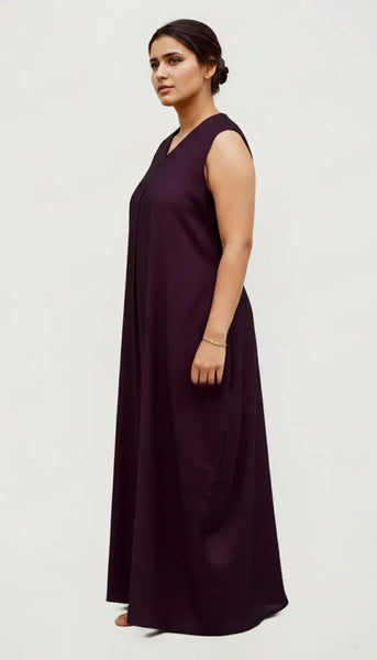 Women's Sleeveless Maxi Dress, V-Neck, Loose Fit, with Pockets, Casual Style ( Extra sleeves attached )