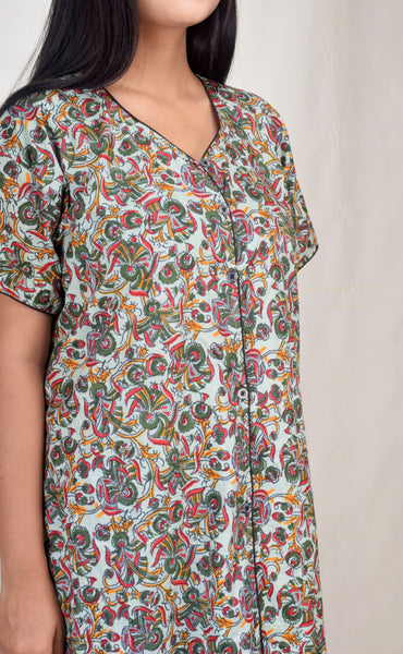 CLYMAA Pure Cotton Nighty/Full Open Nighty/Patient Nighty/Feeding Nighty/Multi Purpose Nighty