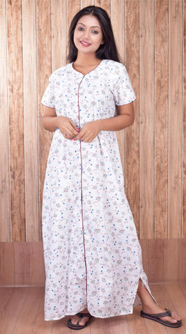 CLYMAA Pure Cotton Nighty/Full Open Nighty/Patient Nighty/Feeding Nighty/Multi Purpose Nighty