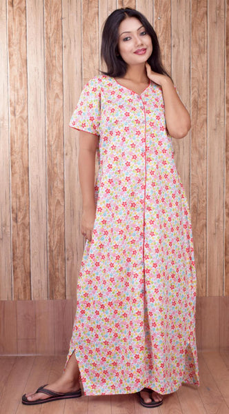 CLYMAA Pure Cotton Nighty/Full Open Nighty/Patient Nighty/Feeding Nighty/Multi Purpose Nighty