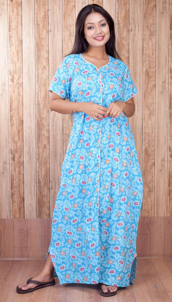 CLYMAA Pure Cotton Nighty/Full Open Nighty/Patient Nighty/Feeding Nighty/Multi Purpose Nighty