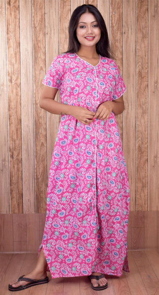 CLYMAA Pure Cotton Nighty/Full Open Nighty/Patient Nighty/Feeding Nighty/Multi Purpose Nighty