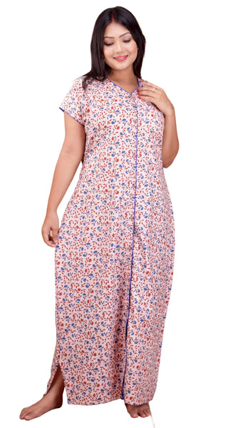 CLYMAA Pure Cotton Nighty/Full Open Nighty/Patient Nighty/Feeding Nighty/Multi Purpose Nighty