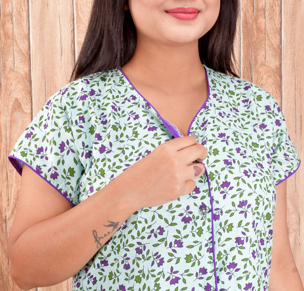 CLYMAA Pure Cotton Nighty/Full Open Nighty/Patient Nighty/Feeding Nighty/Multi Purpose Nighty
