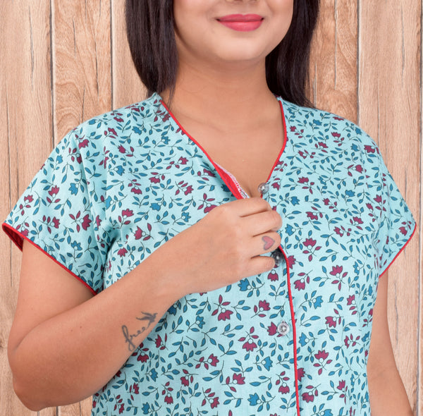 CLYMAA Pure Cotton Nighty/Full Open Nighty/Patient Nighty/Feeding Nighty/Multi Purpose Nighty