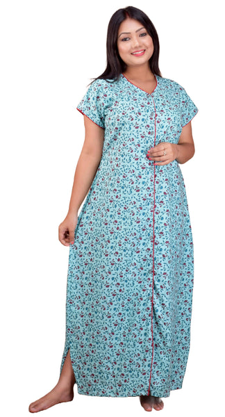 CLYMAA Pure Cotton Nighty/Full Open Nighty/Patient Nighty/Feeding Nighty/Multi Purpose Nighty