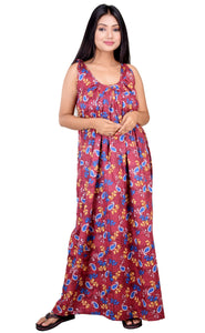 CLYMAA Pure Cotton Sleeveless Nighty/Multi Purpose Nighty/Patient Nighty