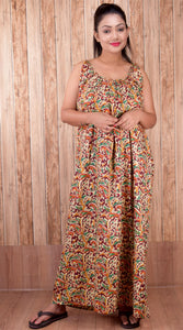 CLYMAA Pure Cotton Sleeveless Nighty/Multi Purpose Nighty/Patient Nighty