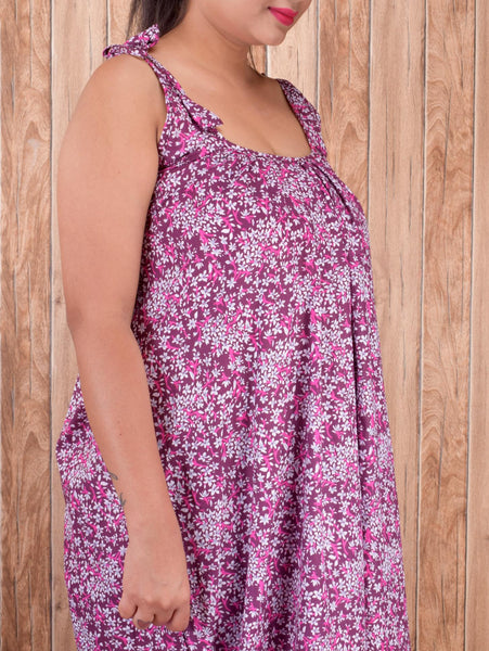 CLYMAA Pure Cotton Sleeveless Nighty/Multi Purpose Nighty/Patient Nighty