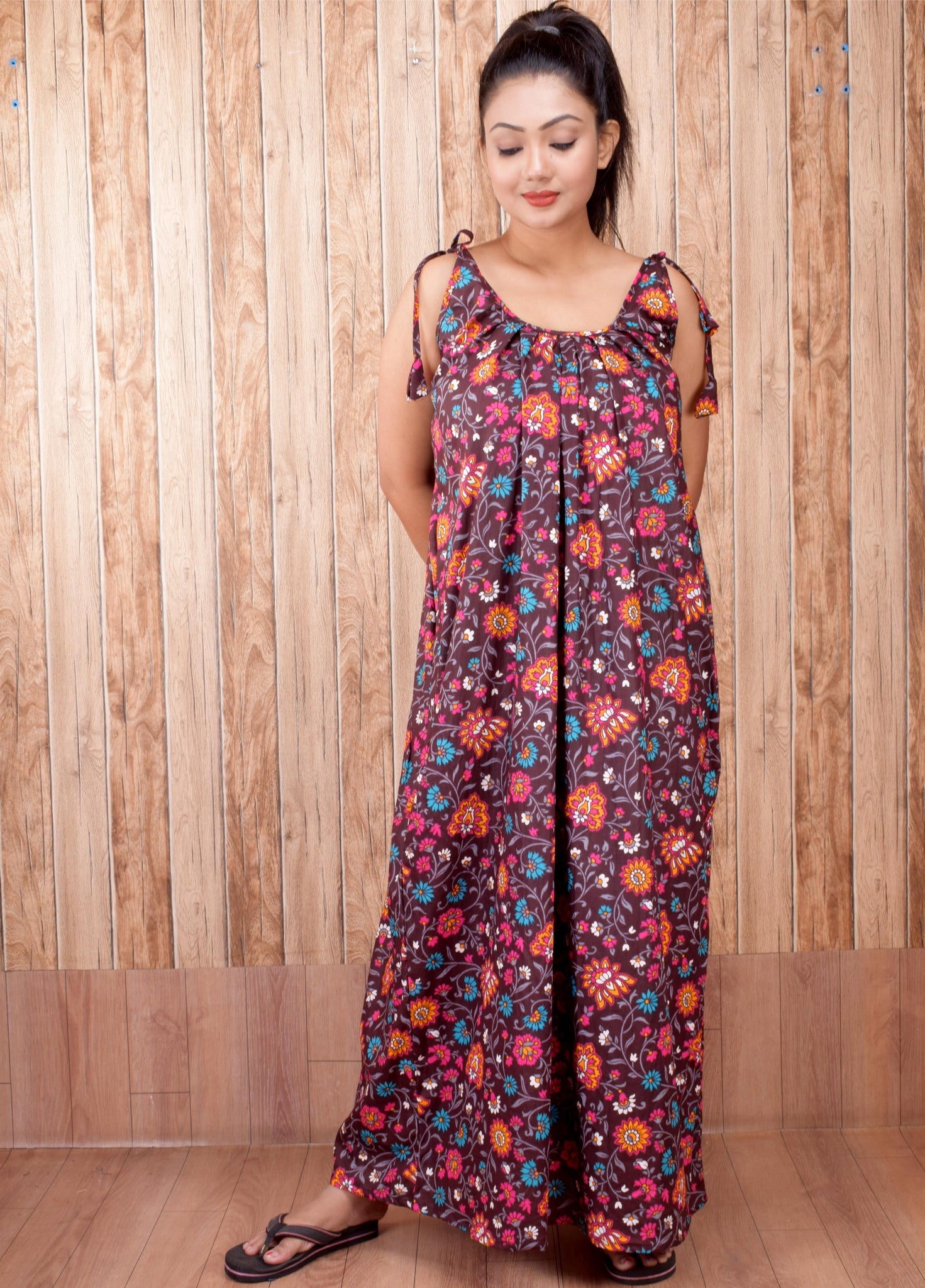 CLYMAA Pure Cotton Sleeveless Nighty/Multi Purpose Nighty/Patient Nighty