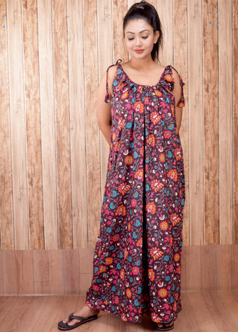 CLYMAA Pure Cotton Sleeveless Nighty/Multi Purpose Nighty/Patient Nighty