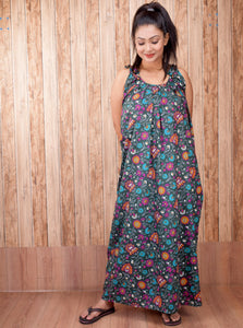 CLYMAA Pure Cotton Sleeveless Nighty/Multi Purpose Nighty/Patient Nighty