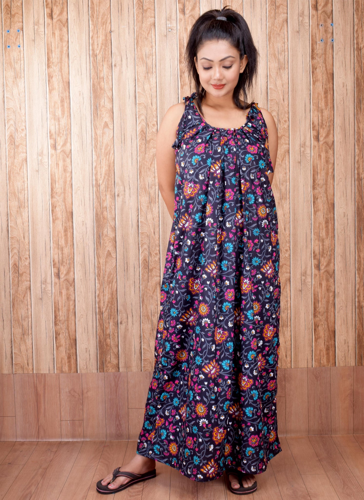 CLYMAA Pure Cotton Sleeveless Nighty/Multi Purpose Nighty/Patient Nighty