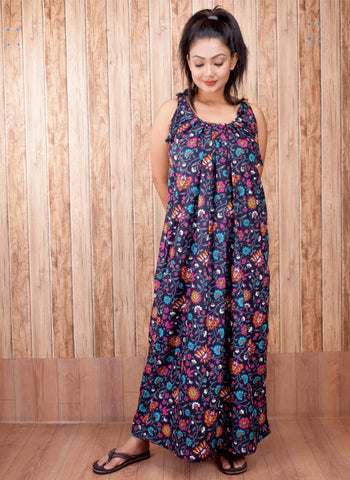 CLYMAA Pure Cotton Sleeveless Nighty/Multi Purpose Nighty/Patient Nighty