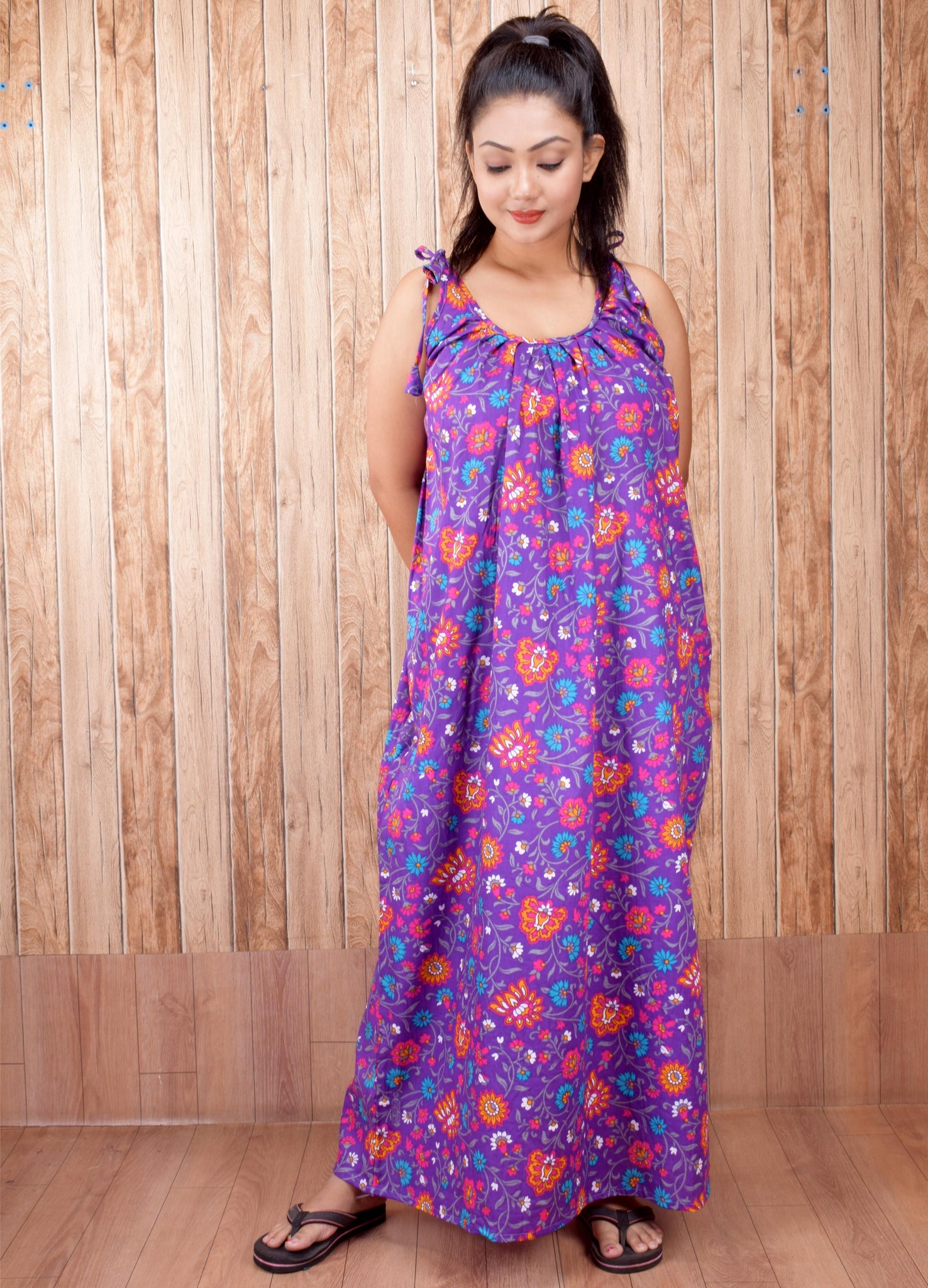 CLYMAA Pure Cotton Sleeveless Nighty/Multi Purpose Nighty/Patient Nighty