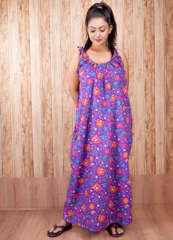 CLYMAA Pure Cotton Sleeveless Nighty/Multi Purpose Nighty/Patient Nighty
