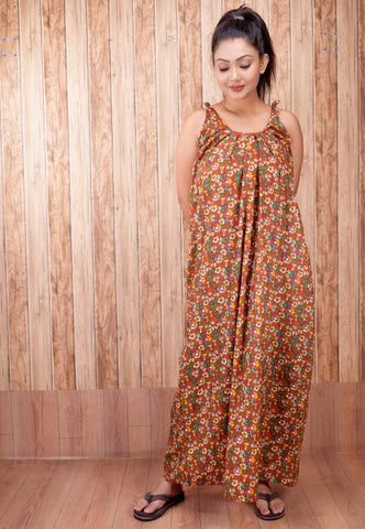 CLYMAA Pure Cotton Sleeveless Nighty/Multi Purpose Nighty/Patient Nighty