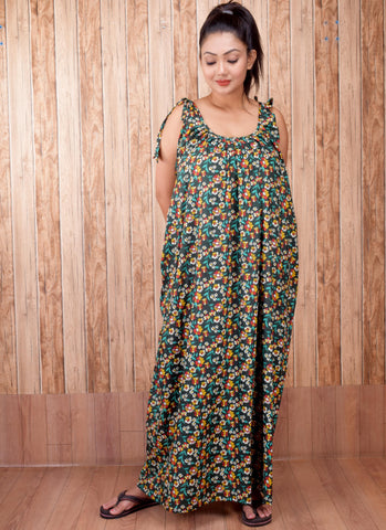 CLYMAA Pure Cotton Sleeveless Nighty/Multi Purpose Nighty/Patient Nighty
