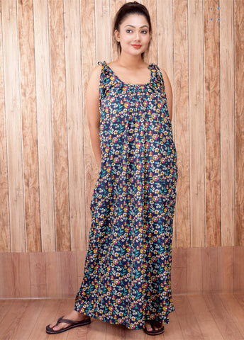 CLYMAA Pure Cotton Sleeveless Nighty/Multi Purpose Nighty/Patient Nighty