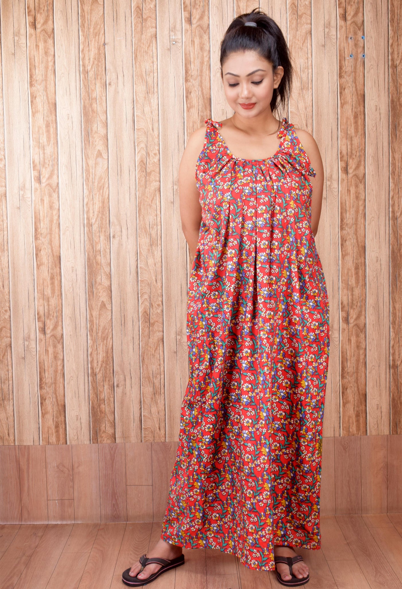 CLYMAA Pure Cotton Sleeveless Nighty/Multi Purpose Nighty/Patient Nighty