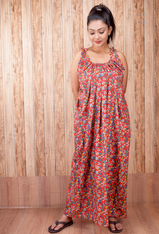 CLYMAA Pure Cotton Sleeveless Nighty/Multi Purpose Nighty/Patient Nighty