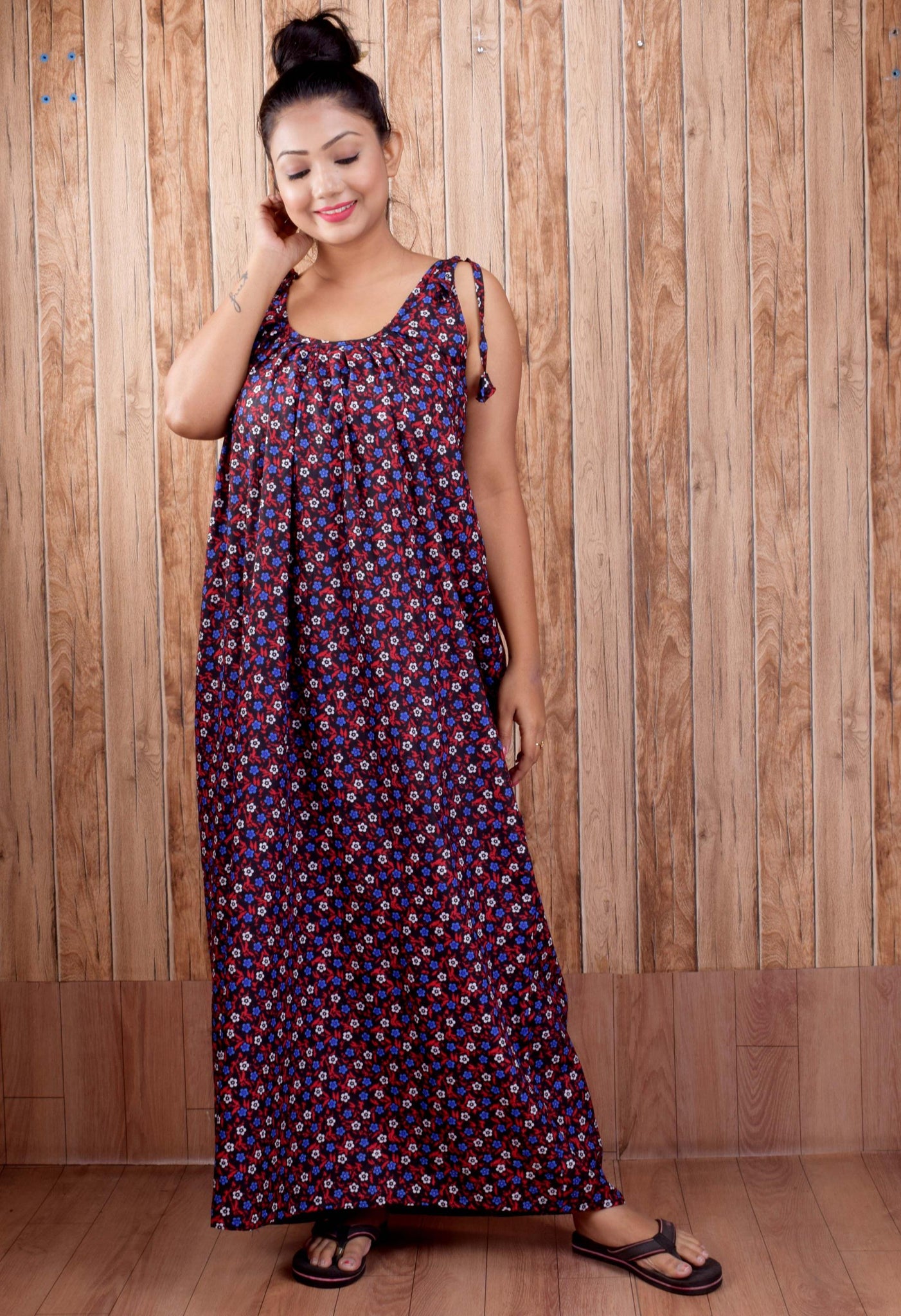 CLYMAA Pure Cotton Sleeveless Nighty/Multi Purpose Nighty/Patient Nighty