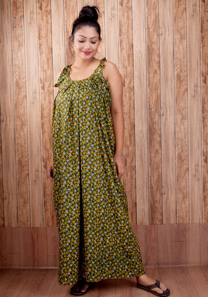CLYMAA Pure Cotton Sleeveless Nighty/Multi Purpose Nighty/Patient Nighty