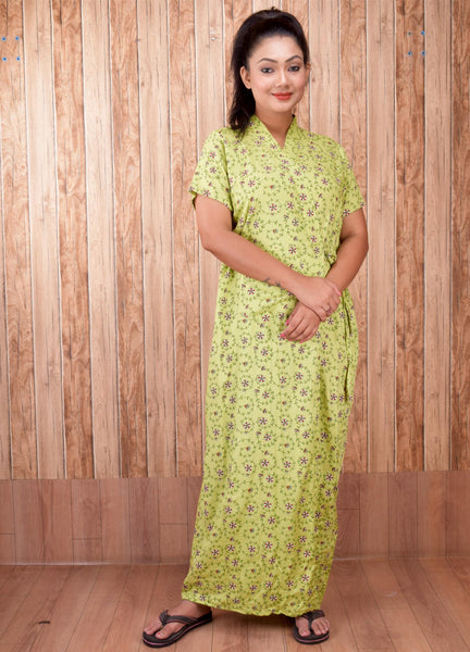CLYMAA Women's Rayon Cotton Half Sleeves S to 3XL Size Robe/House Coat/Night Gown/ Maternity Gown with Pocket