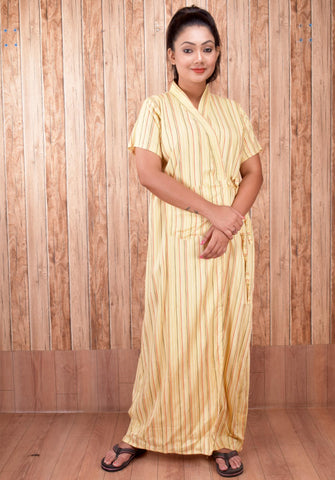 CLYMAA Women's Rayon Cotton Half Sleeves S to 3XL Size Robe/House Coat/Night Gown/ Maternity Gown with Pocket