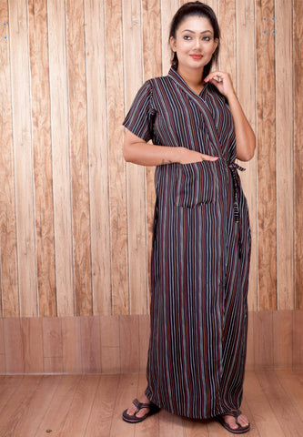 CLYMAA Women's Rayon Cotton Half Sleeves S to 3XL Size Robe/House Coat/Night Gown/ Maternity Gown with Pocket