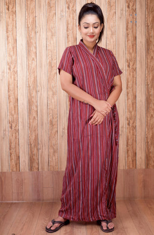 CLYMAA Women's Rayon Cotton Half Sleeves S to 3XL Size Robe/House Coat/Night Gown/ Maternity Gown with Pocket